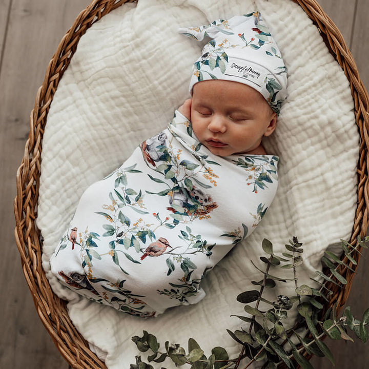 Snuggle Swaddle & Beanie Set-Eucalypt
