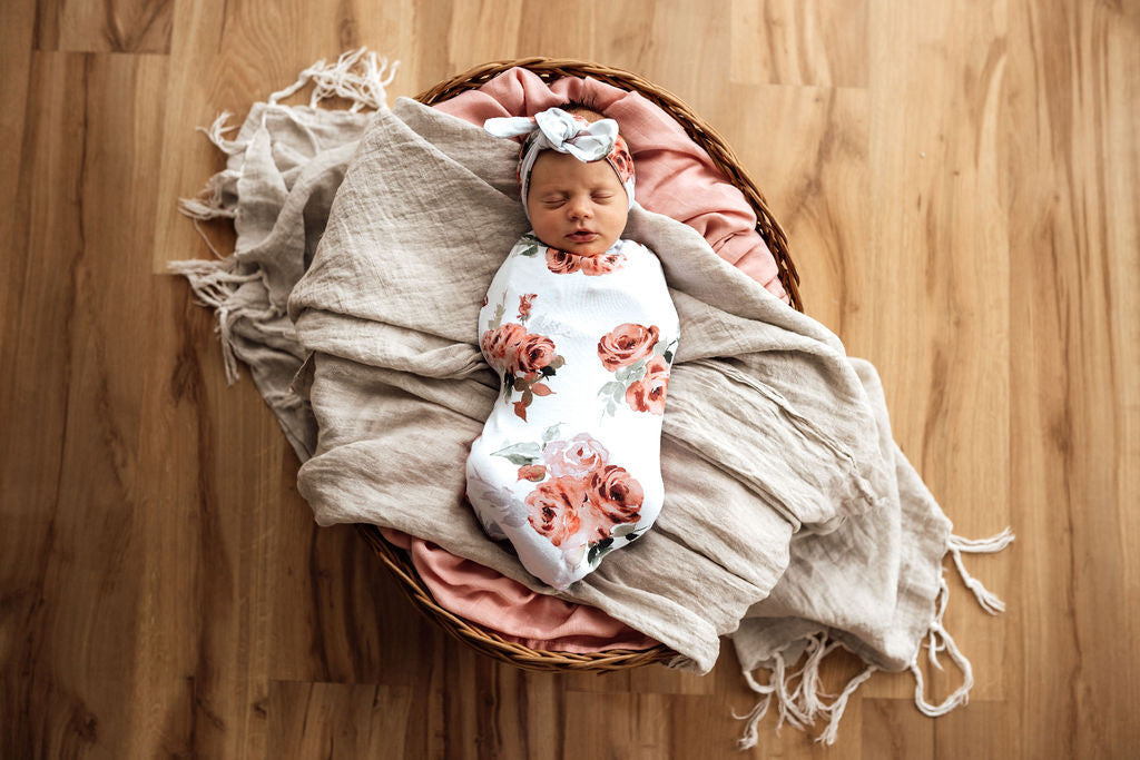 Snuggle Swaddle & Topknot Set Rosebud