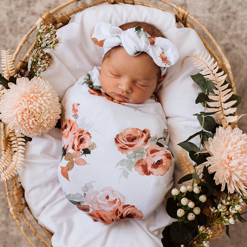 Snuggle Swaddle & Topknot Set Rosebud