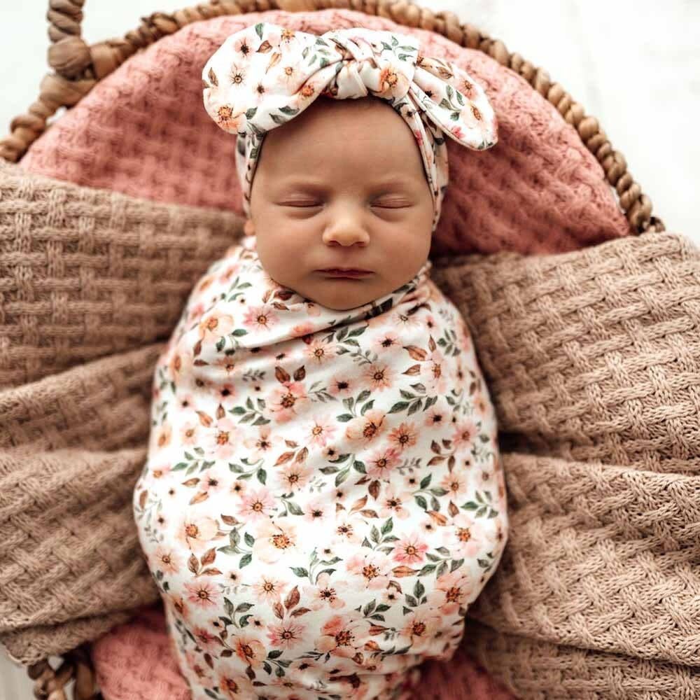 Snuggle Swaddle & Topknot Set-Spring Floral