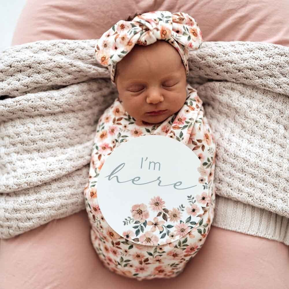 Snuggle Swaddle & Topknot Set-Spring Floral