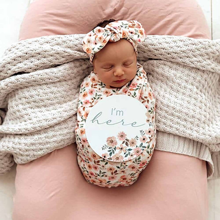 Snuggle Swaddle & Topknot Set-Spring Floral
