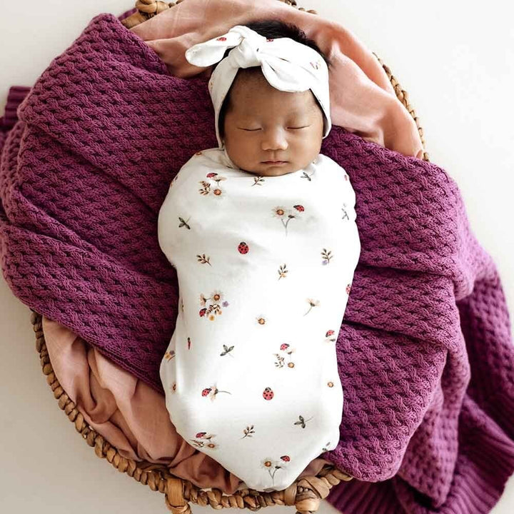 Organic Snuggle Swaddle & Topknot Set-Ladybug