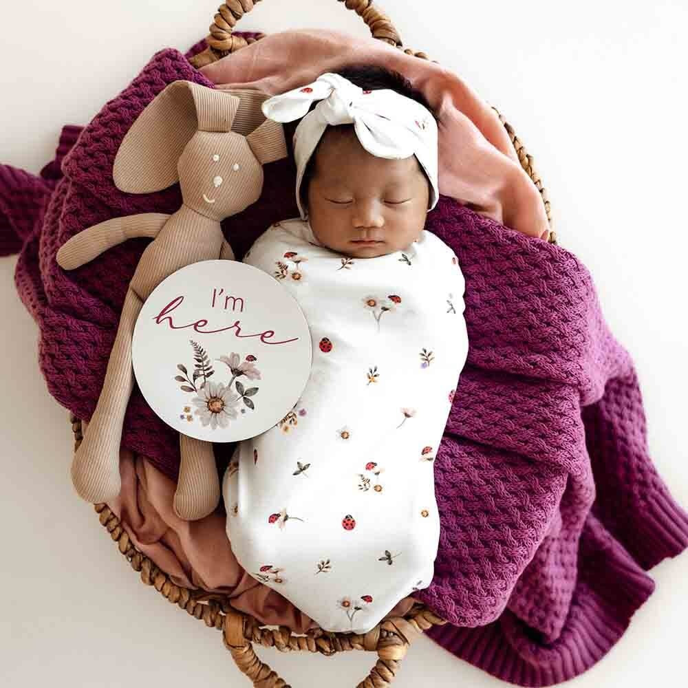 Organic Snuggle Swaddle & Topknot Set-Ladybug