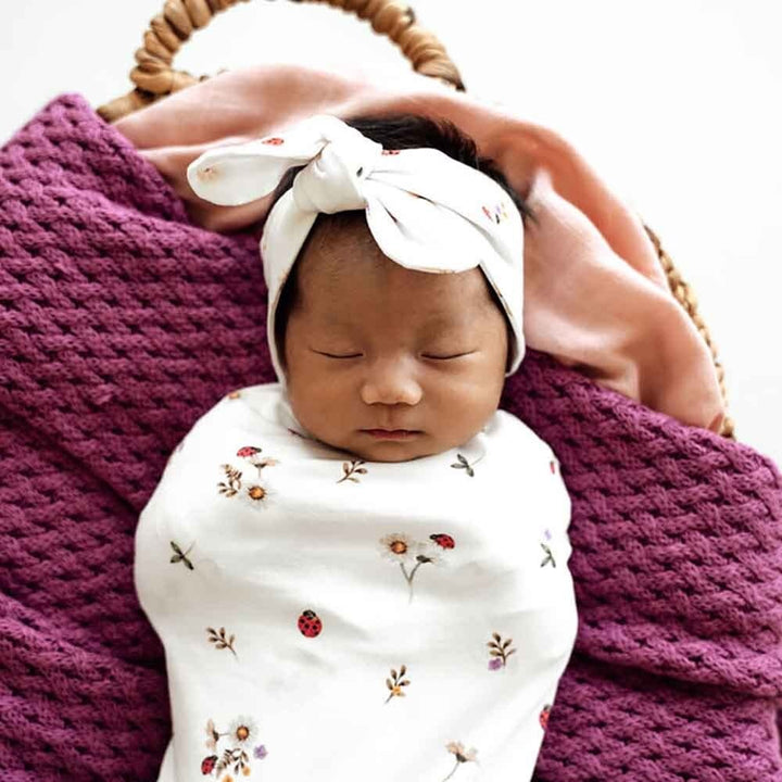 Organic Snuggle Swaddle & Topknot Set-Ladybug