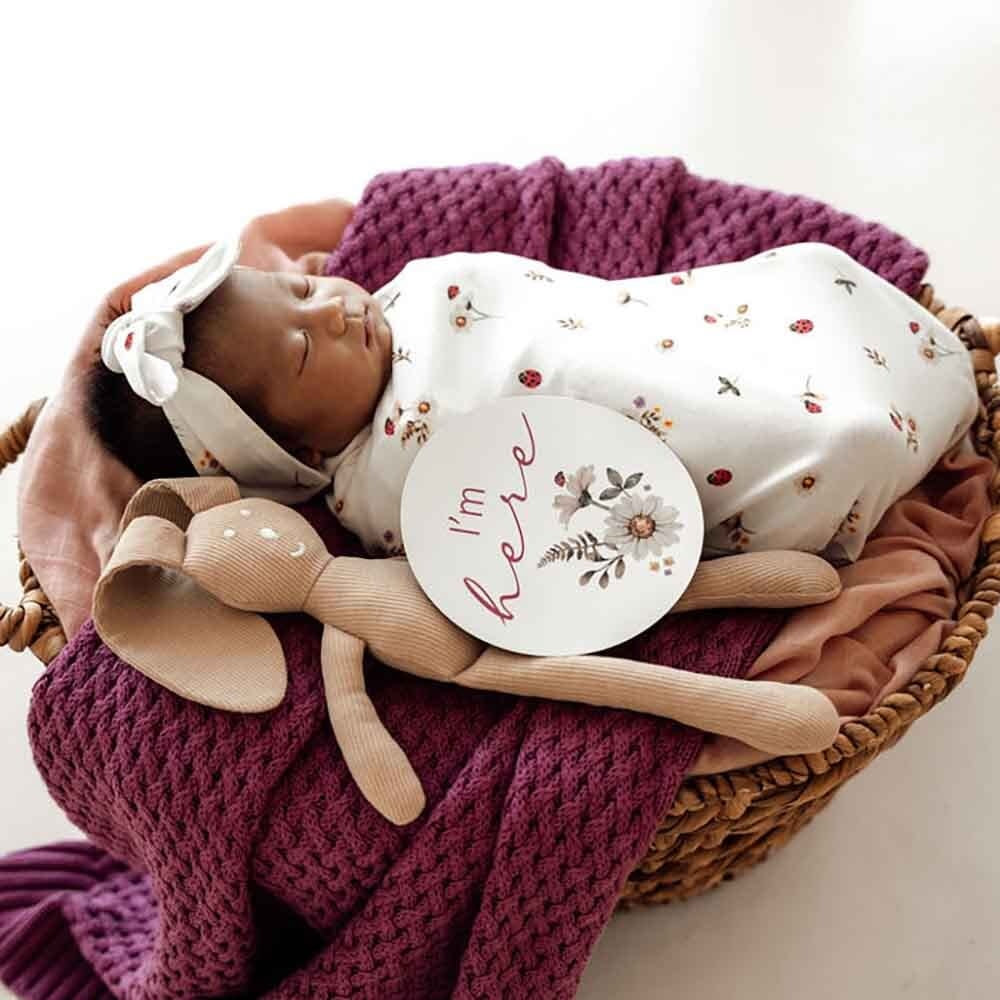 Organic Snuggle Swaddle & Topknot Set-Ladybug