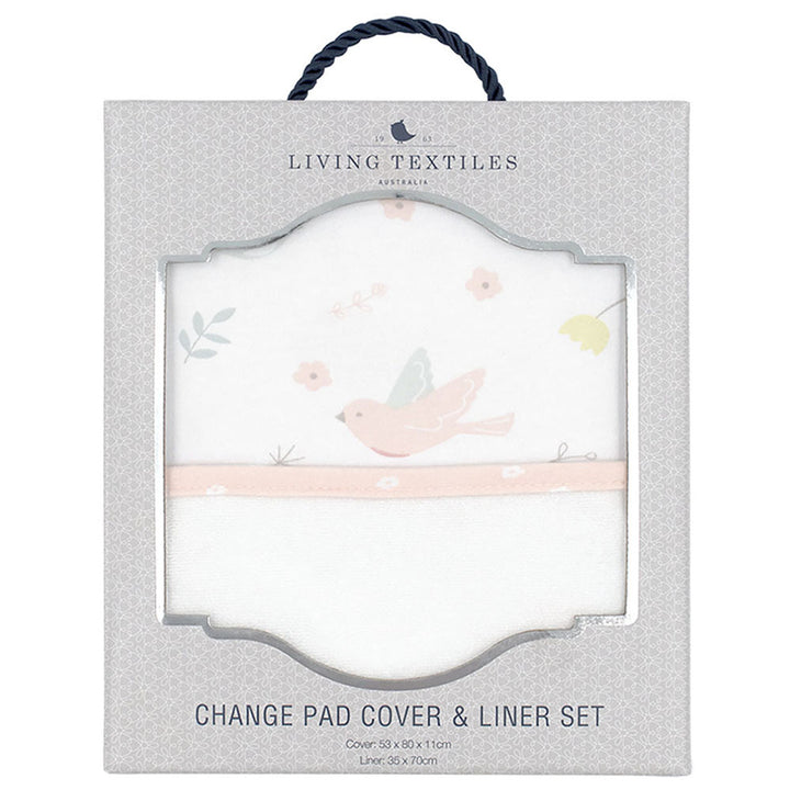 Living Textiles Change Pad Cover & Liner-Ava Birds