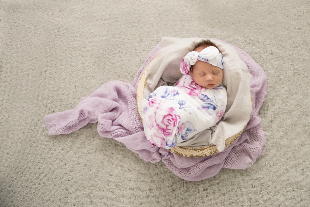 Snuggle Swaddle & Topknot Set Lilac Skies