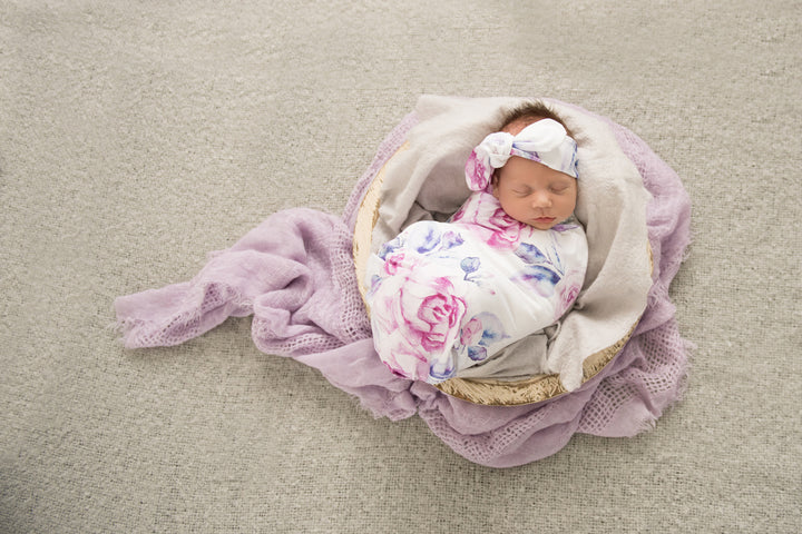 Snuggle Swaddle & Topknot Set Lilac Skies