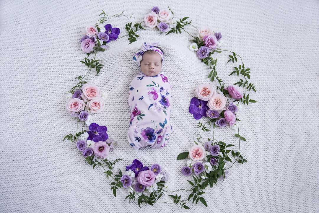 Snuggle Swaddle & Topknot Set Floral Kiss