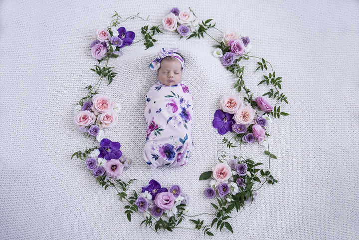 Snuggle Swaddle & Topknot Set Floral Kiss
