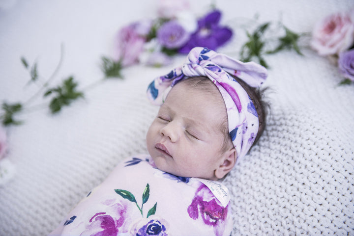 Snuggle Swaddle & Topknot Set Floral Kiss