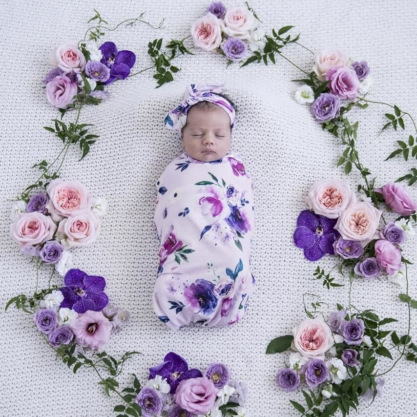 Snuggle Swaddle & Topknot Set Floral Kiss