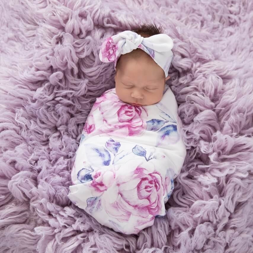Snuggle Swaddle & Topknot Set Lilac Skies
