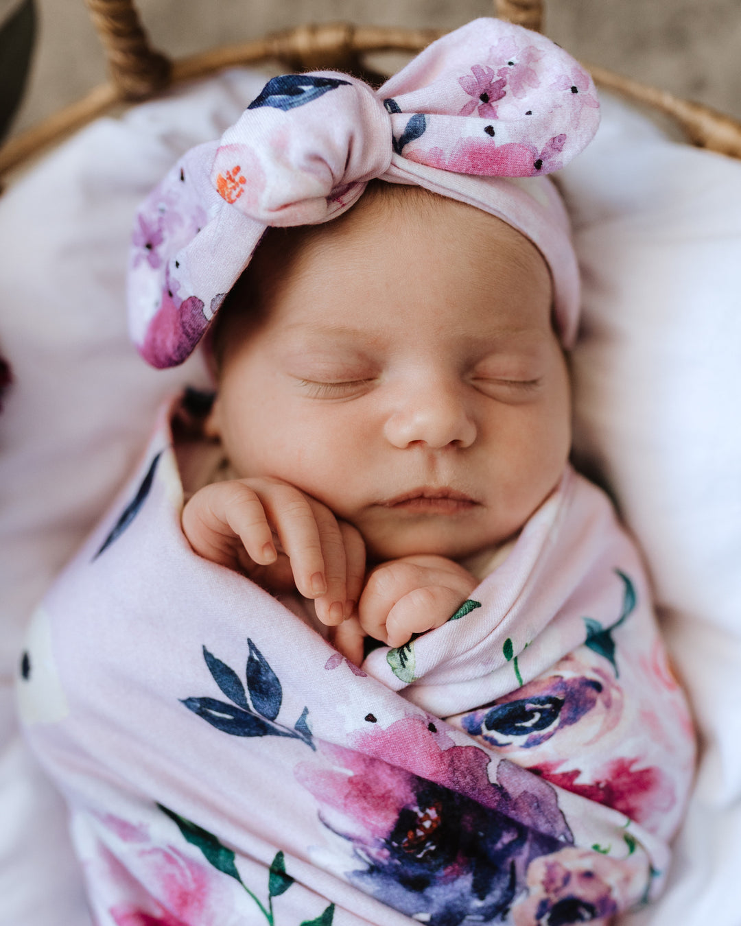 Baby Jersey Wrap & Topknot Set Floral Kiss