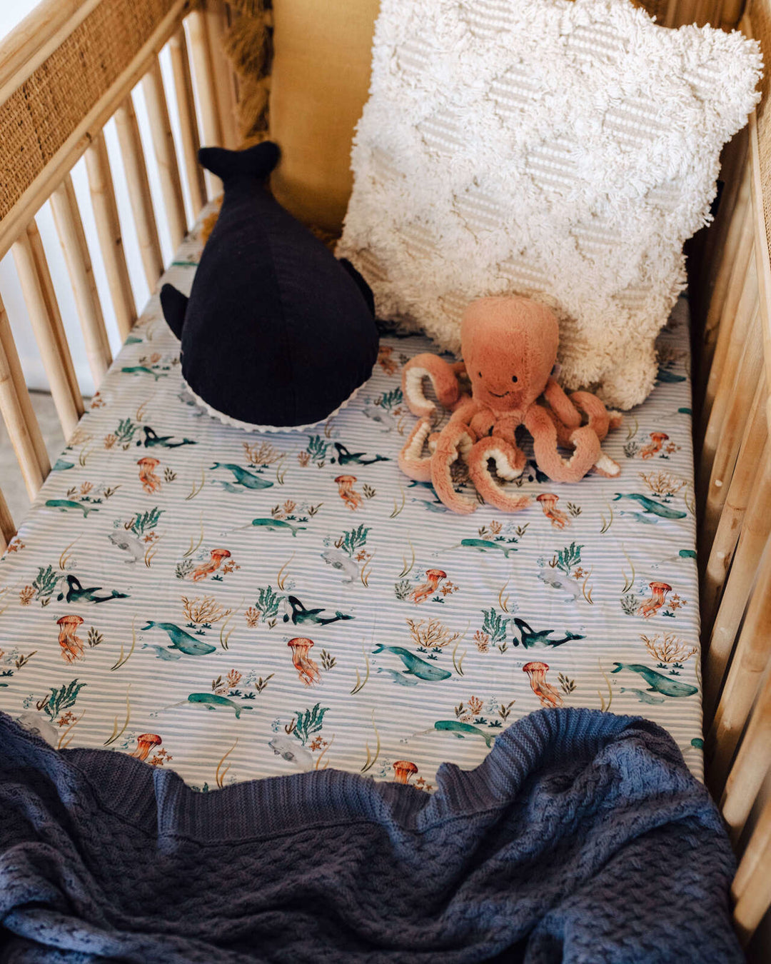 Fitted Cot Sheet Whale
