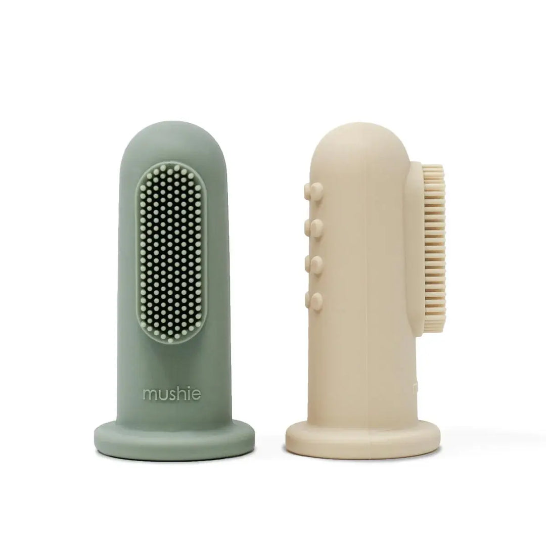 Mushie Finger Toothbrush SHIFTING SAND / CAMBRIDGE BLUE