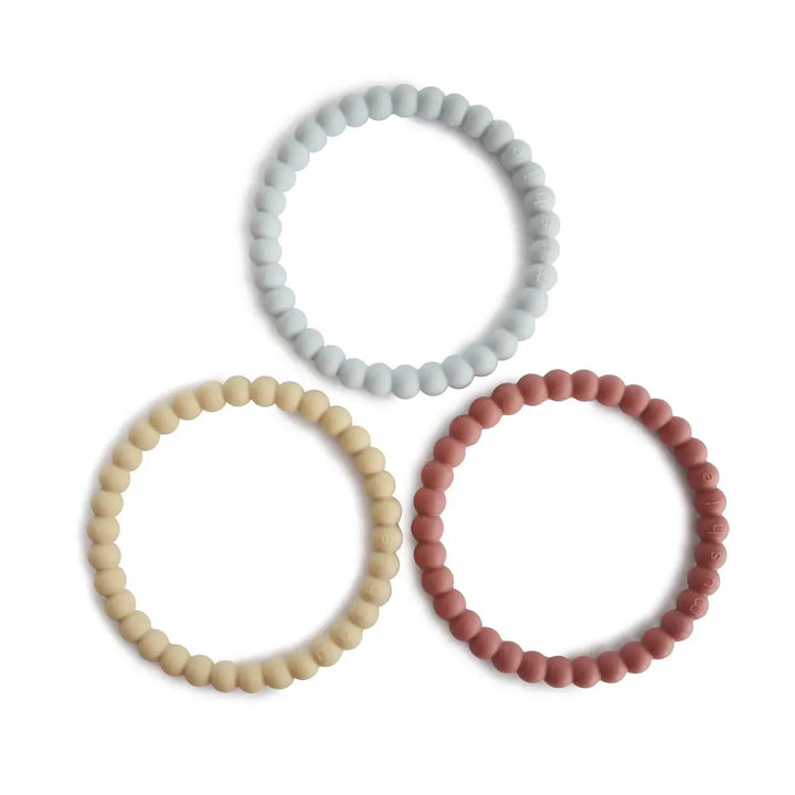 Mushie Bracelet Teether MELLOW TERRACOTA PERIWINKLE