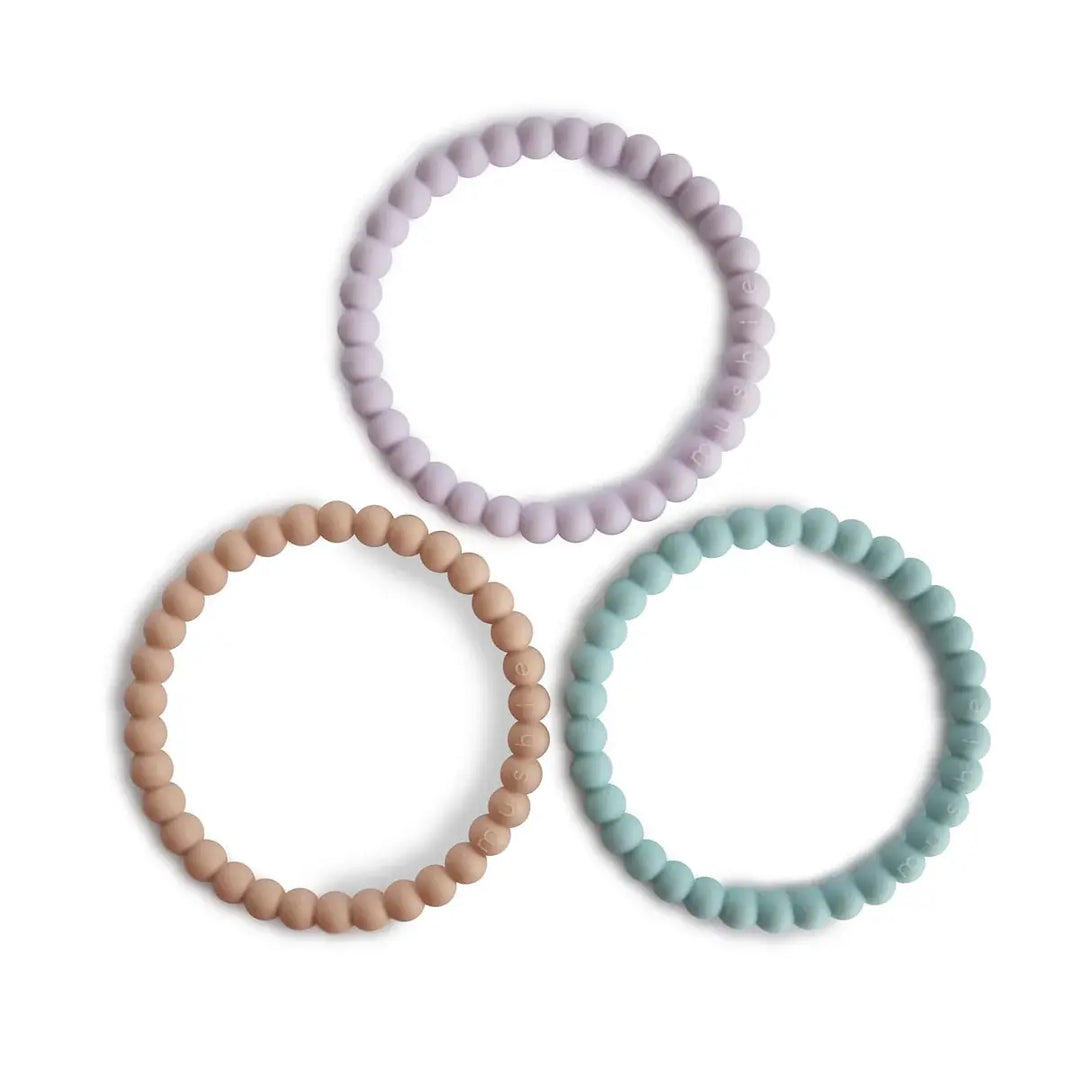 Mushie Bracelet Teether LILAC CYAN SOFT PEACH