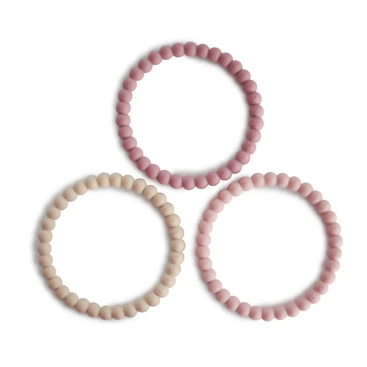 Mushie Bracelet Teether LINEN PEONY PALE PINK