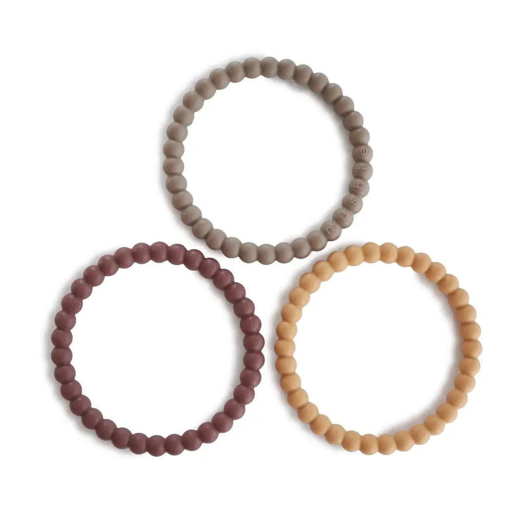 Mushie Bracelet Teether BERRY MARIGOLD KHAKI