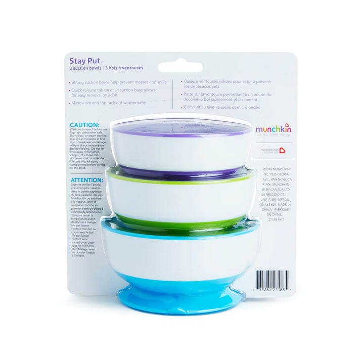 Munchkin Stay Put Suction Bowls - 3pk