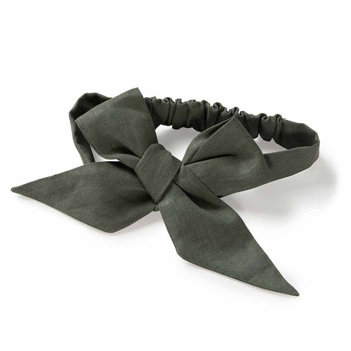 Baby & Toddler Pre-Tied Linen Bow - Olive