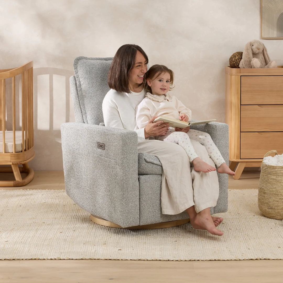 Il Tutto Frankie Electric Recliner Glider Nursery Chair in Grey Speckle Soft Tweed