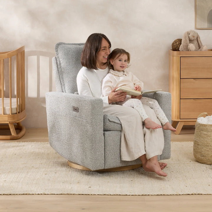 Il Tutto Frankie Electric Recliner Glider Nursery Chair in Grey Speckle Soft Tweed