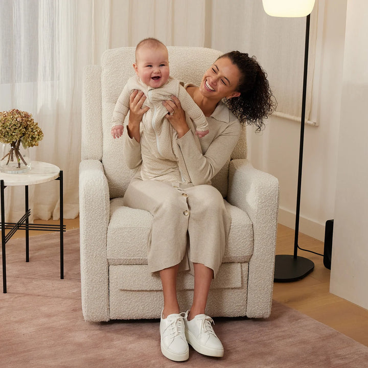 Il Tutto Henry Recliner Glider Chair in Vanilla Bouclé