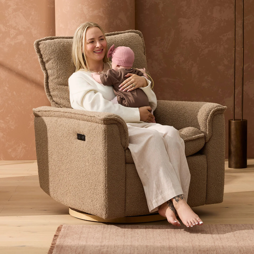 Il Tutto Louie Electric Recliner Glider Nursery Chair in Mocha Teddy
