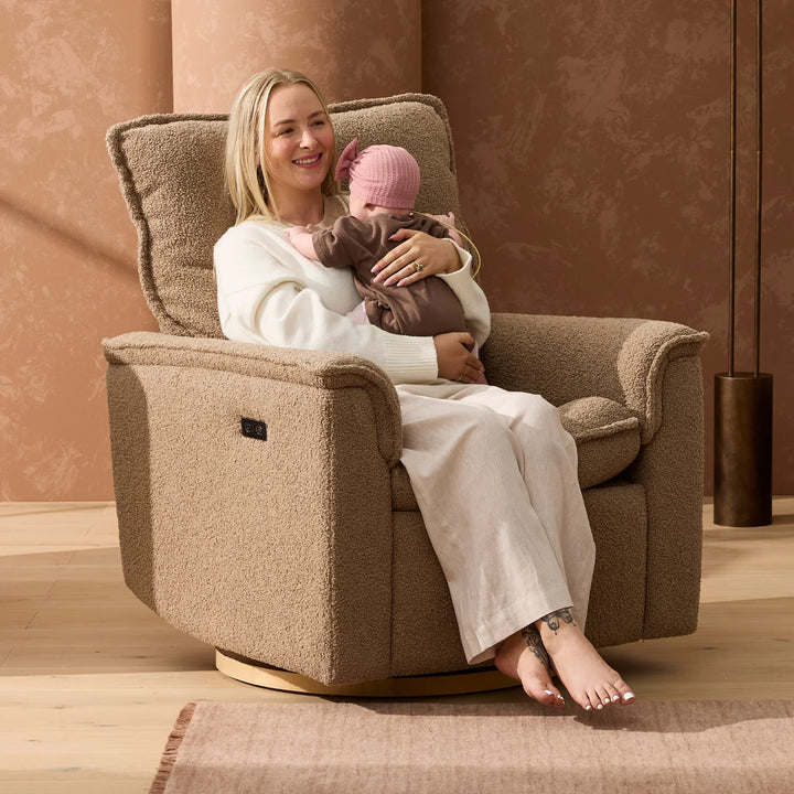 Il Tutto Louie Electric Recliner Glider Nursery Chair in Mocha Teddy