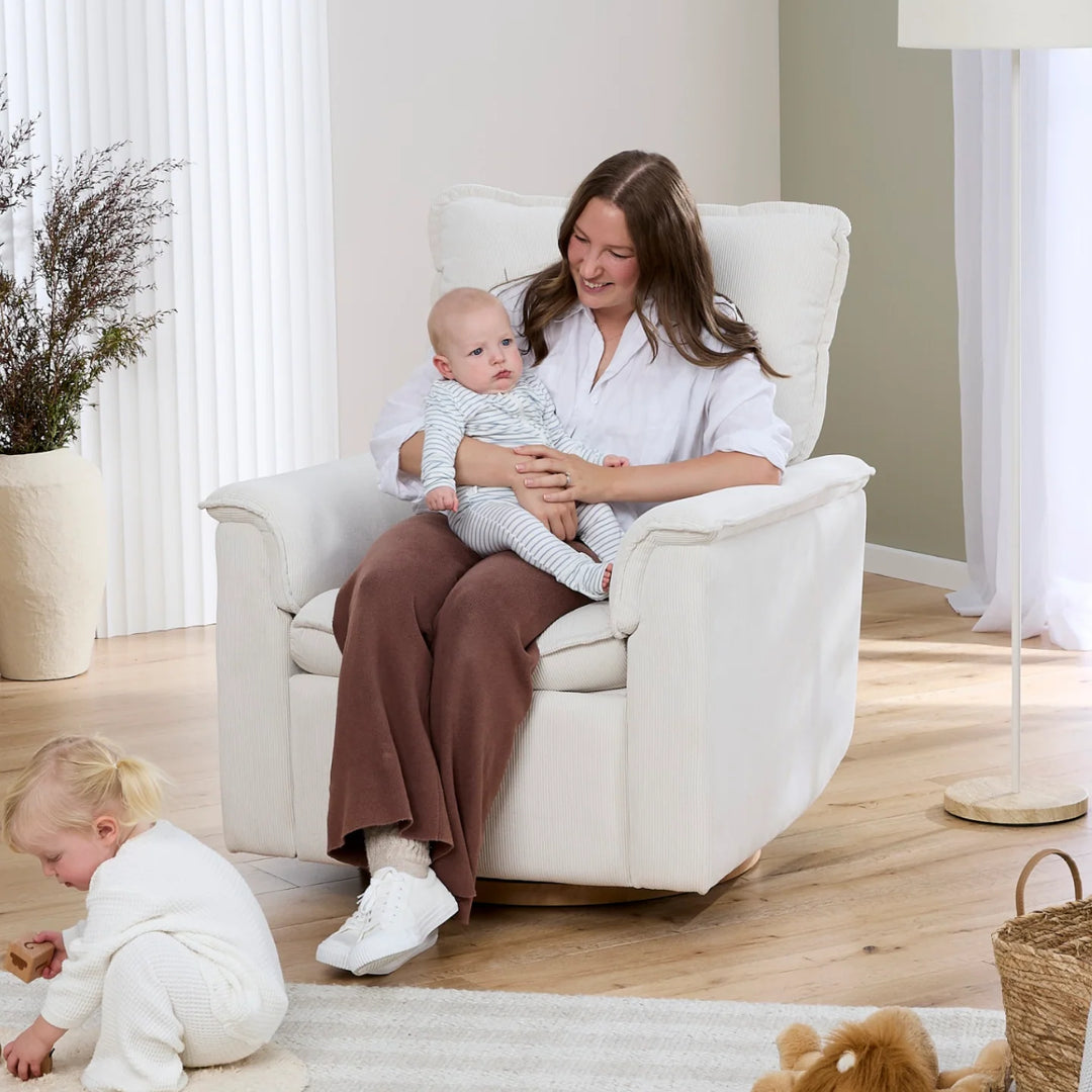 Il Tutto Louie Electric Recliner Glider Nursery Chair in Coconut Corduroy