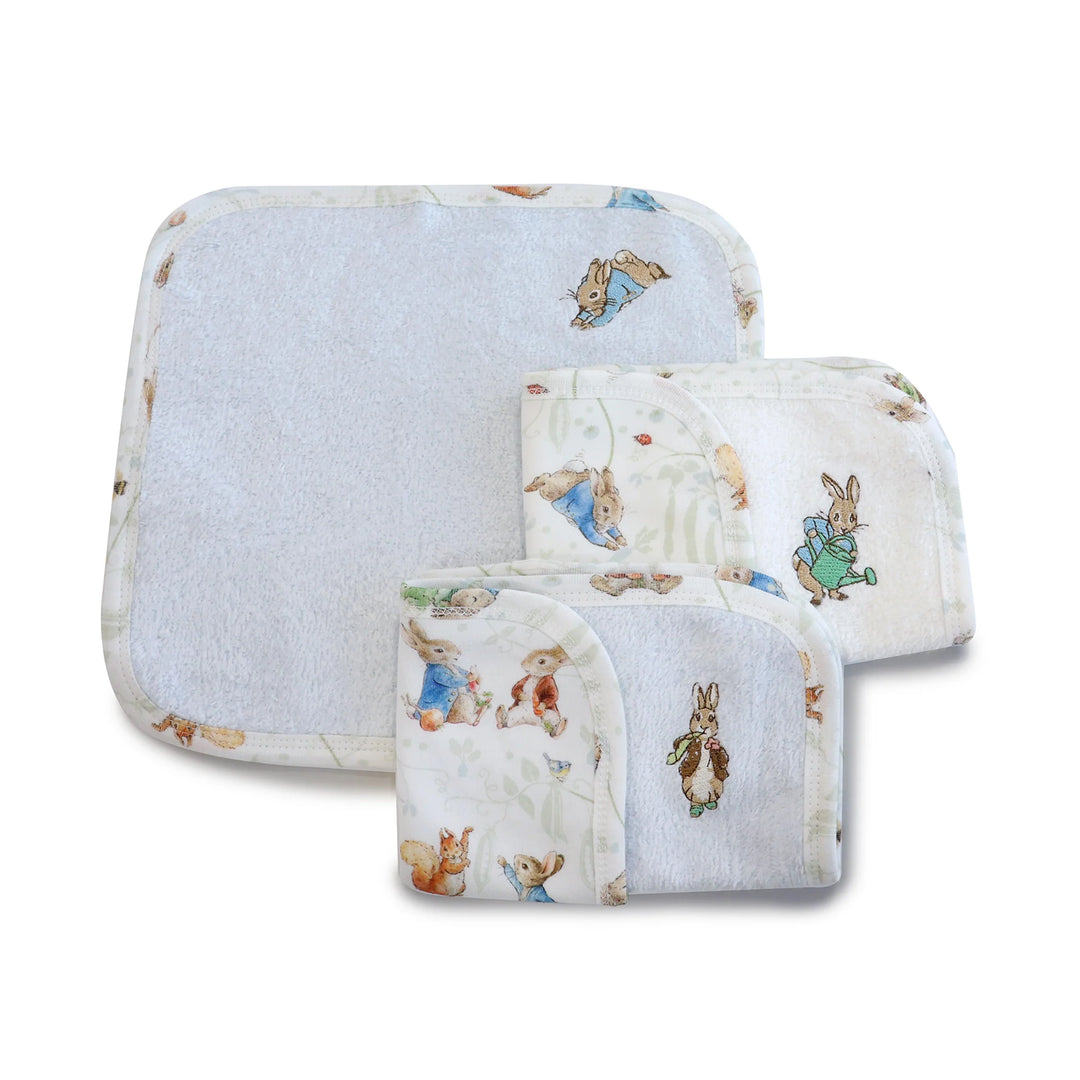 Bubba Blue Peter Rabbit & Benjamin Bunny 3pk Face Washers