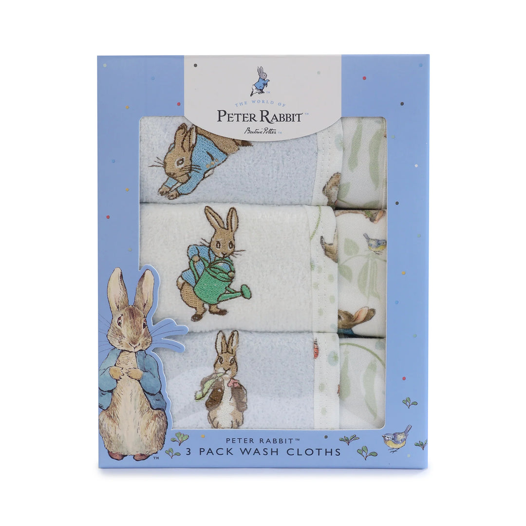 Bubba Blue Peter Rabbit & Benjamin Bunny 3pk Face Washers