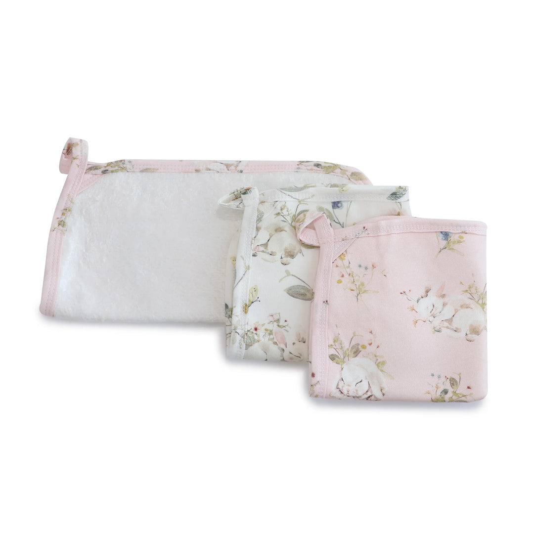 Bubba Blue Sleeping Bunny 3pk Wash Cloths