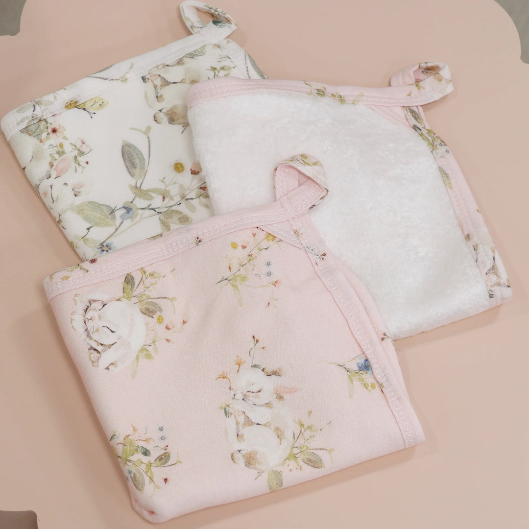 Bubba Blue Sleeping Bunny 3pk Wash Cloths