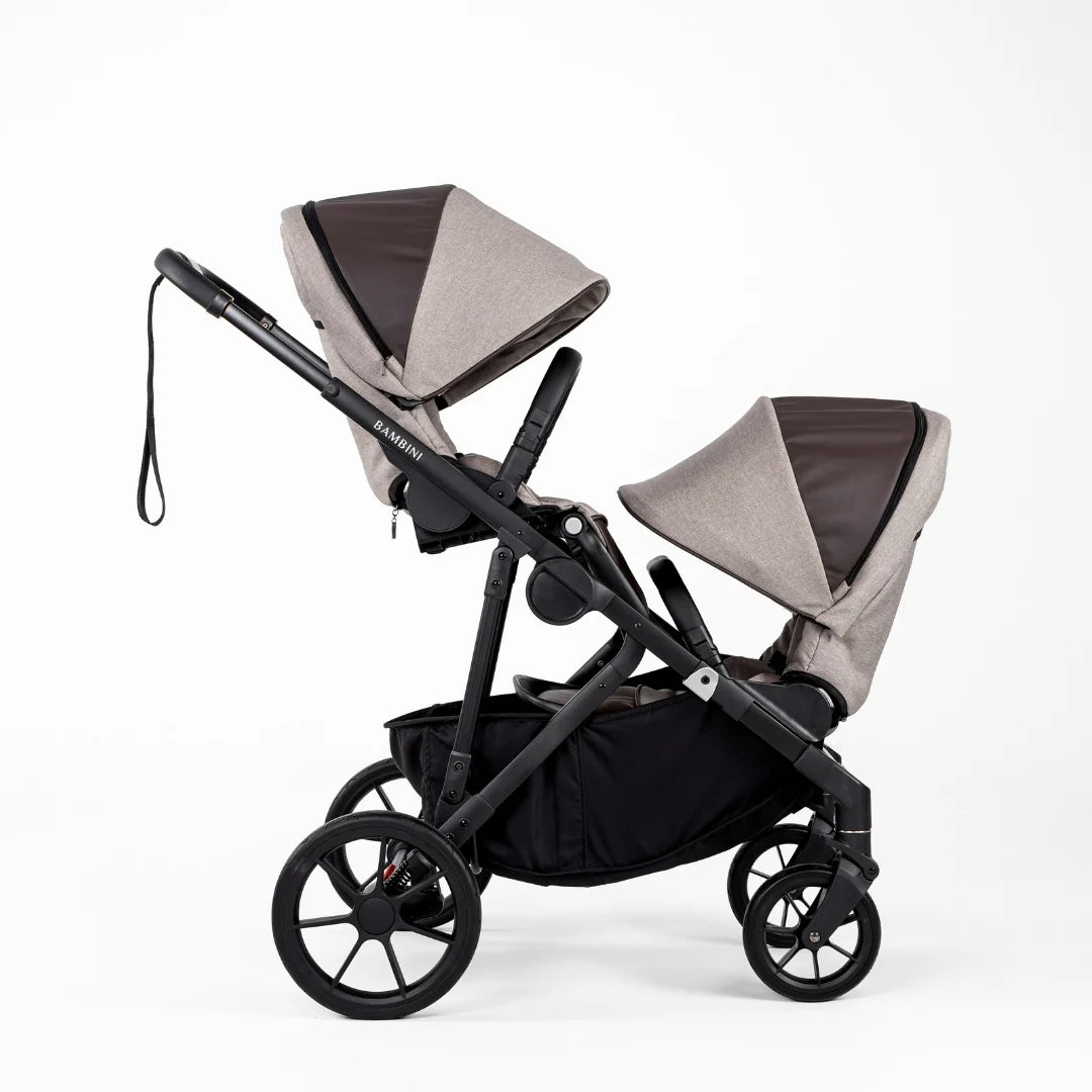 Bambini LISBON Single-to-Double Pram - Sofia Mocha Two Seat Bundle