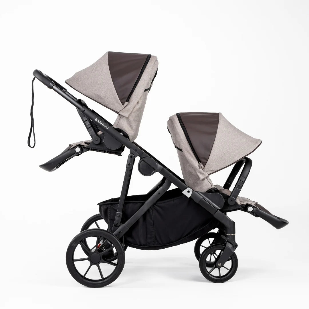 Bambini LISBON Single-to-Double Pram - Sofia Mocha Two Seat Bundle