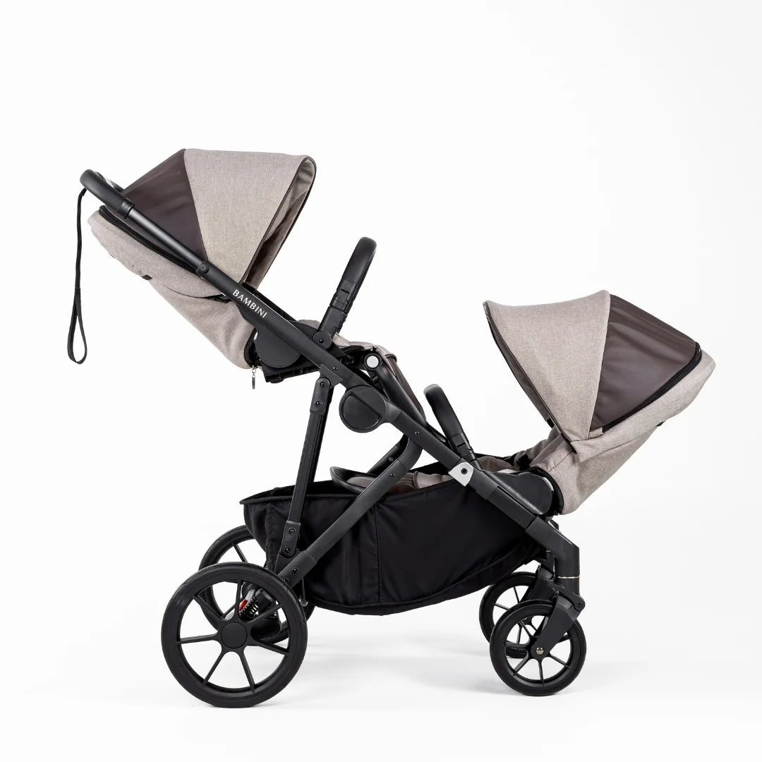 Bambini LISBON Single-to-Double Pram - Sofia Mocha Two Seat Bundle