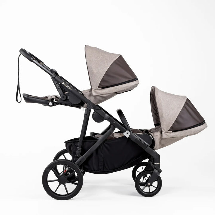 Bambini LISBON Single-to-Double Pram - Sofia Mocha Two Seat Bundle