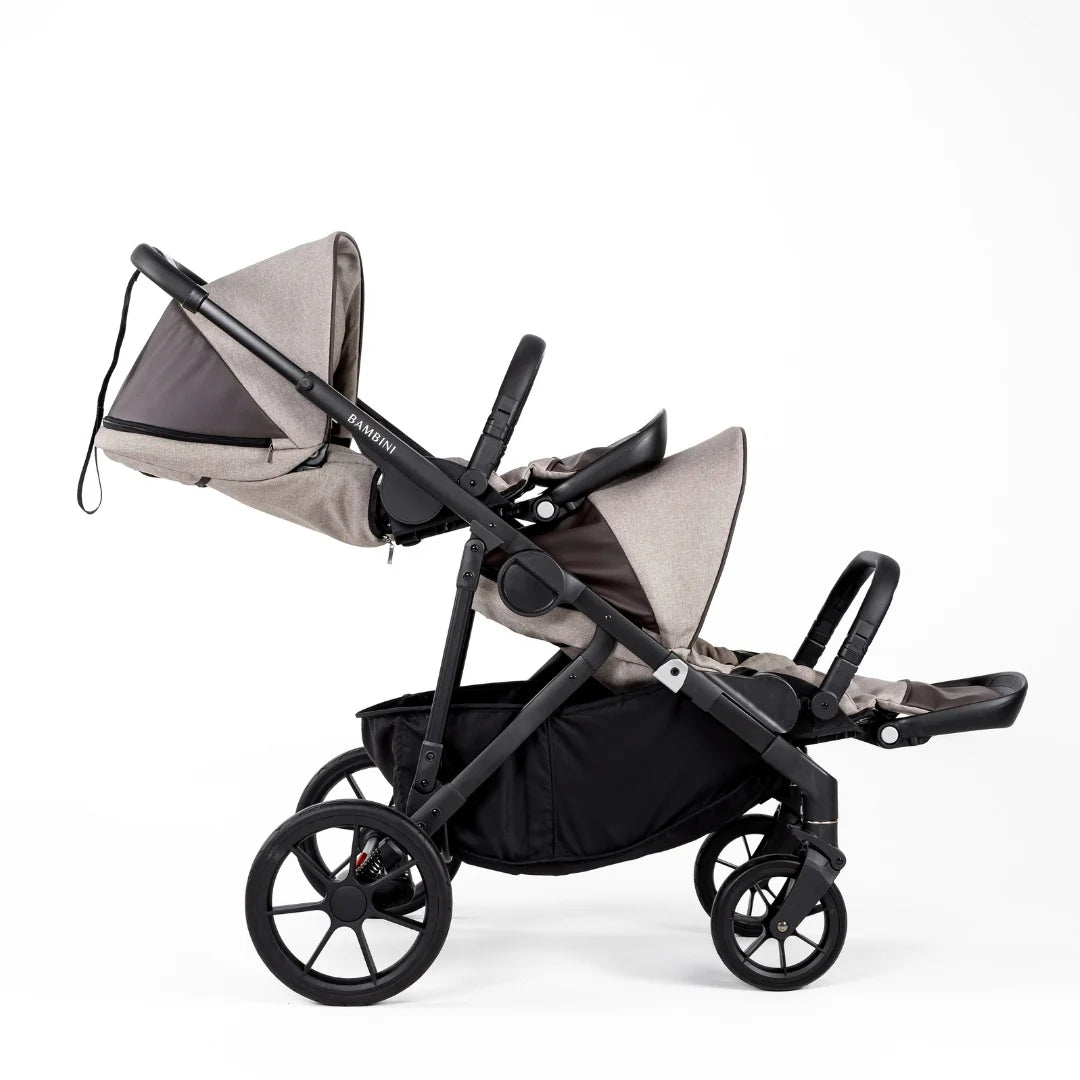 Bambini LISBON Single-to-Double Pram - Sofia Mocha Two Seat Bundle