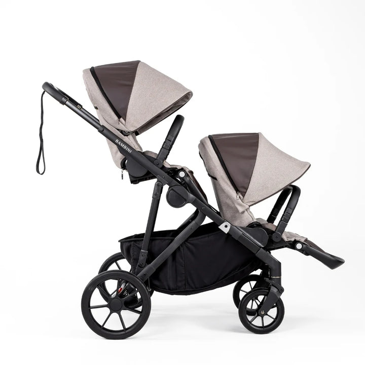 Bambini LISBON Single-to-Double Pram - Sofia Mocha Two Seat Bundle