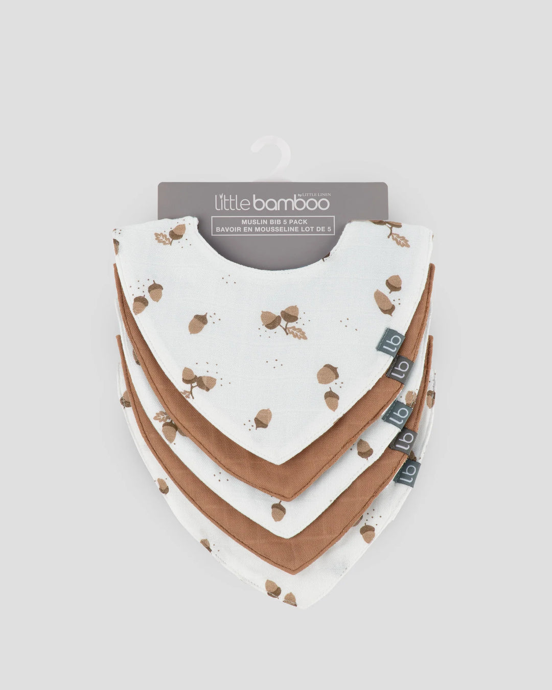 Little Bamboo Baby Muslin Bib 5PK - Iced Coffee