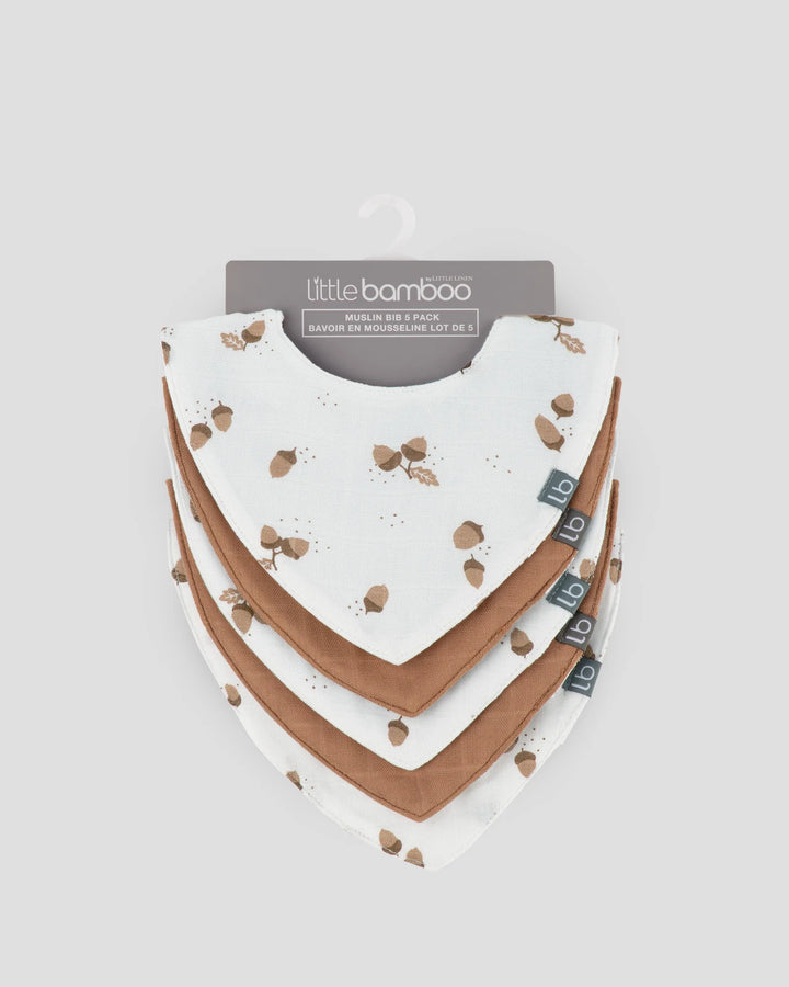 Little Bamboo Baby Muslin Bib 5PK - Iced Coffee