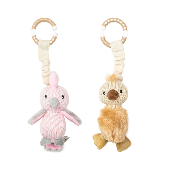 Living Textiles 2 Pack Stroller Toys - Galah & Emu