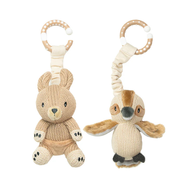 Living Textiles 2 Pack Stroller Toys - Kangaroo & Kookaburra