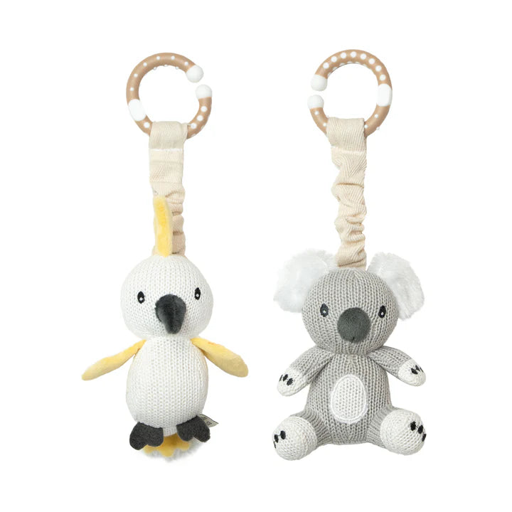 Living Textiles 2 Pack Stroller Toys - Koala & Cockatoo