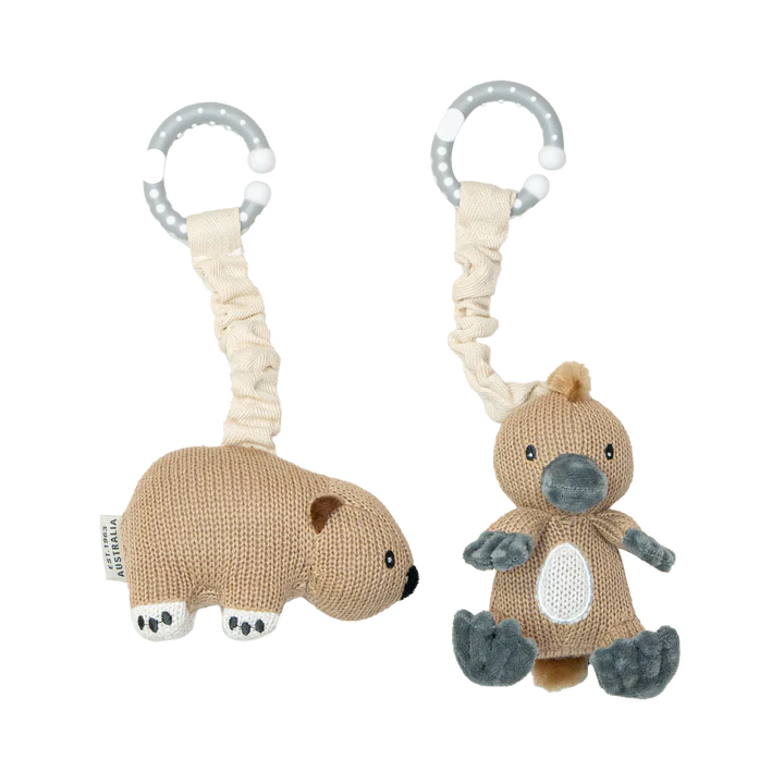 Living Textiles 2 Pack Stroller Toys - Platypus & Wombat