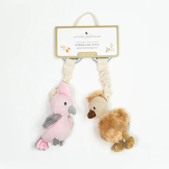 Living Textiles 2 Pack Stroller Toys - Galah & Emu